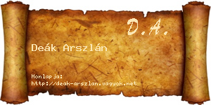 Deák Arszlán névjegykártya